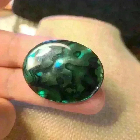 Abalone shell  brooche green and blue tones . - Picture 1 of 4